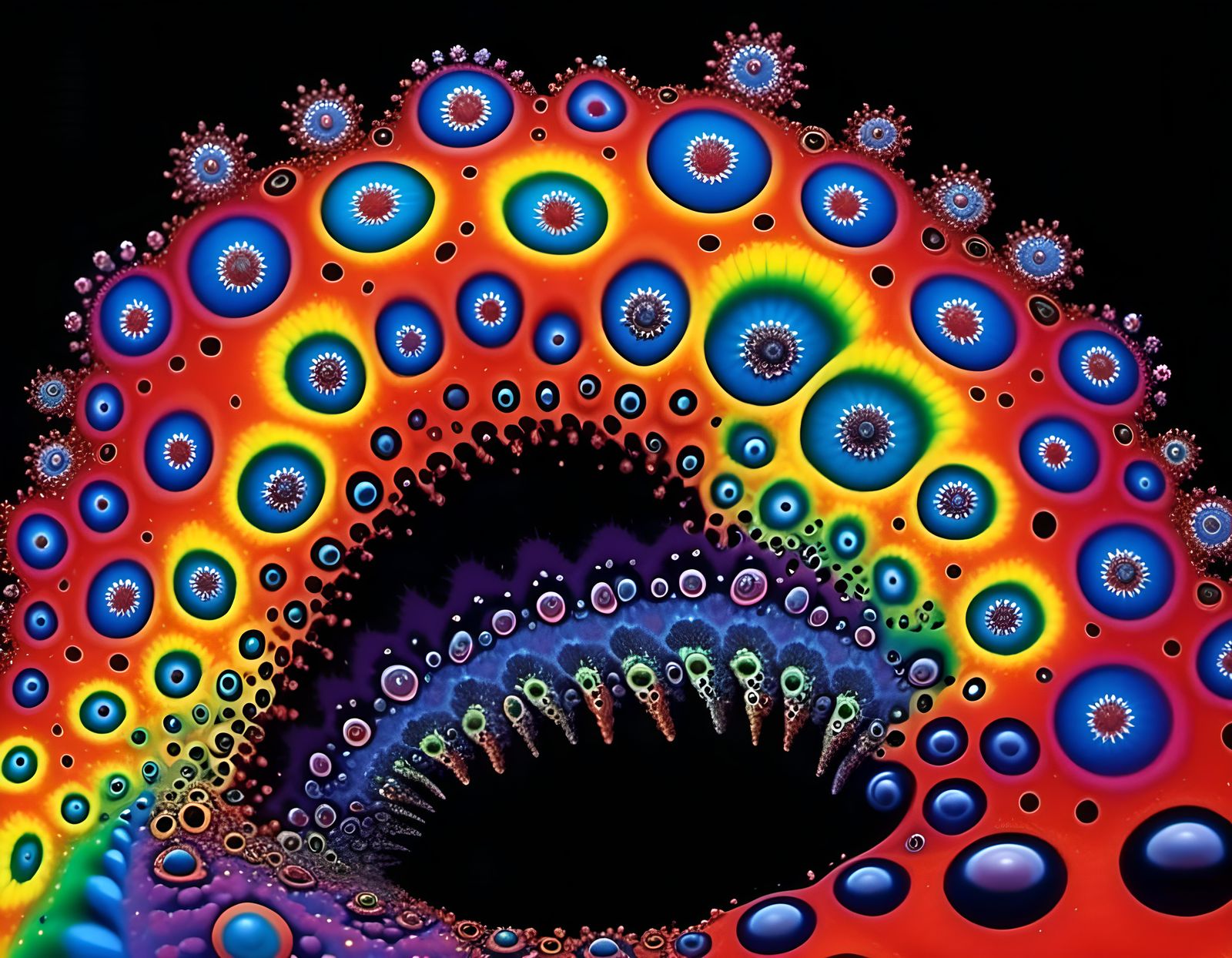 Rainbow Fractal Face in Vivid Digital Art