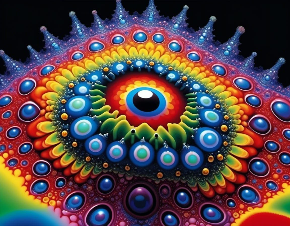 Rainbow Fractal Faces in Vivid Colors