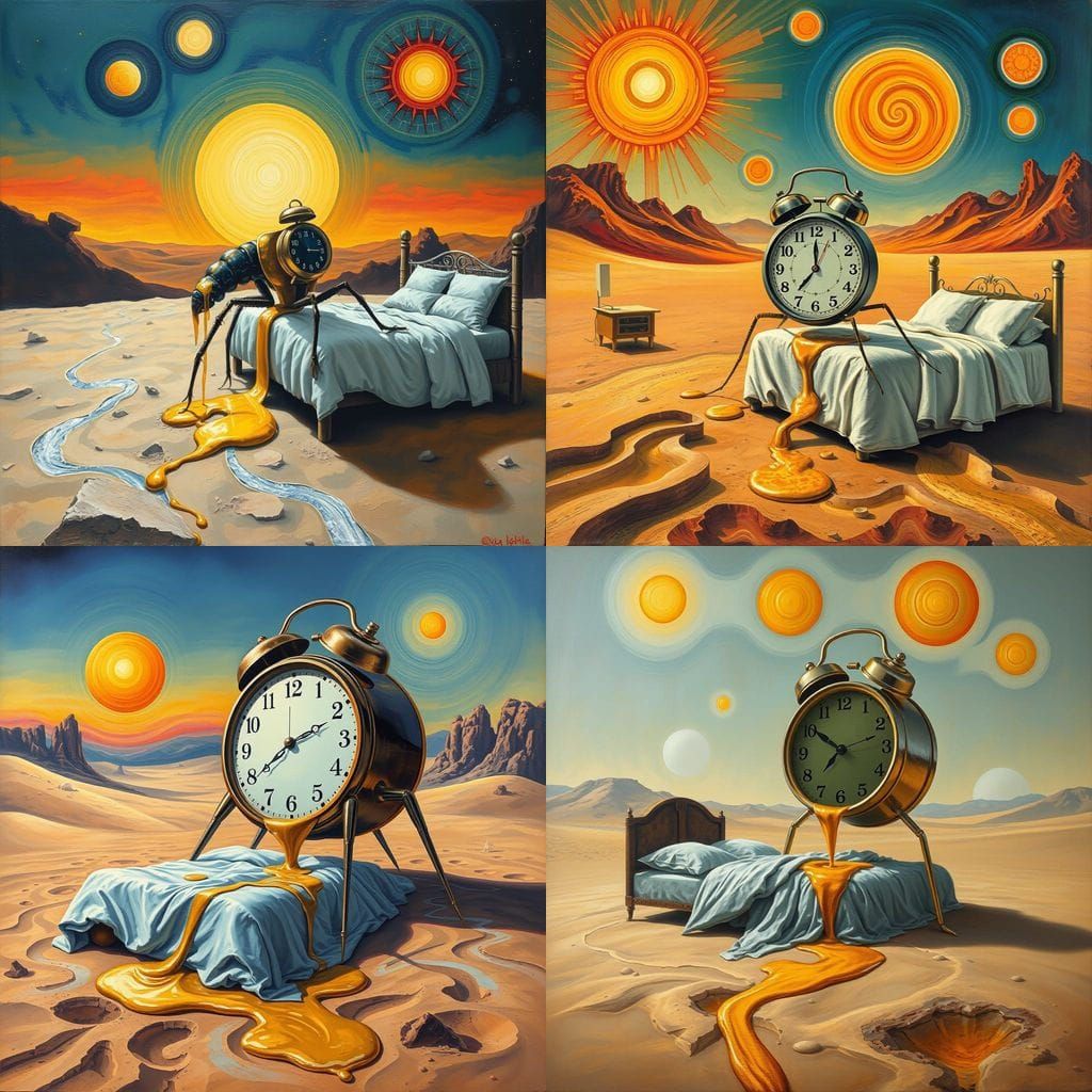 Surreal Desert Clock in Salvador Dalí Style