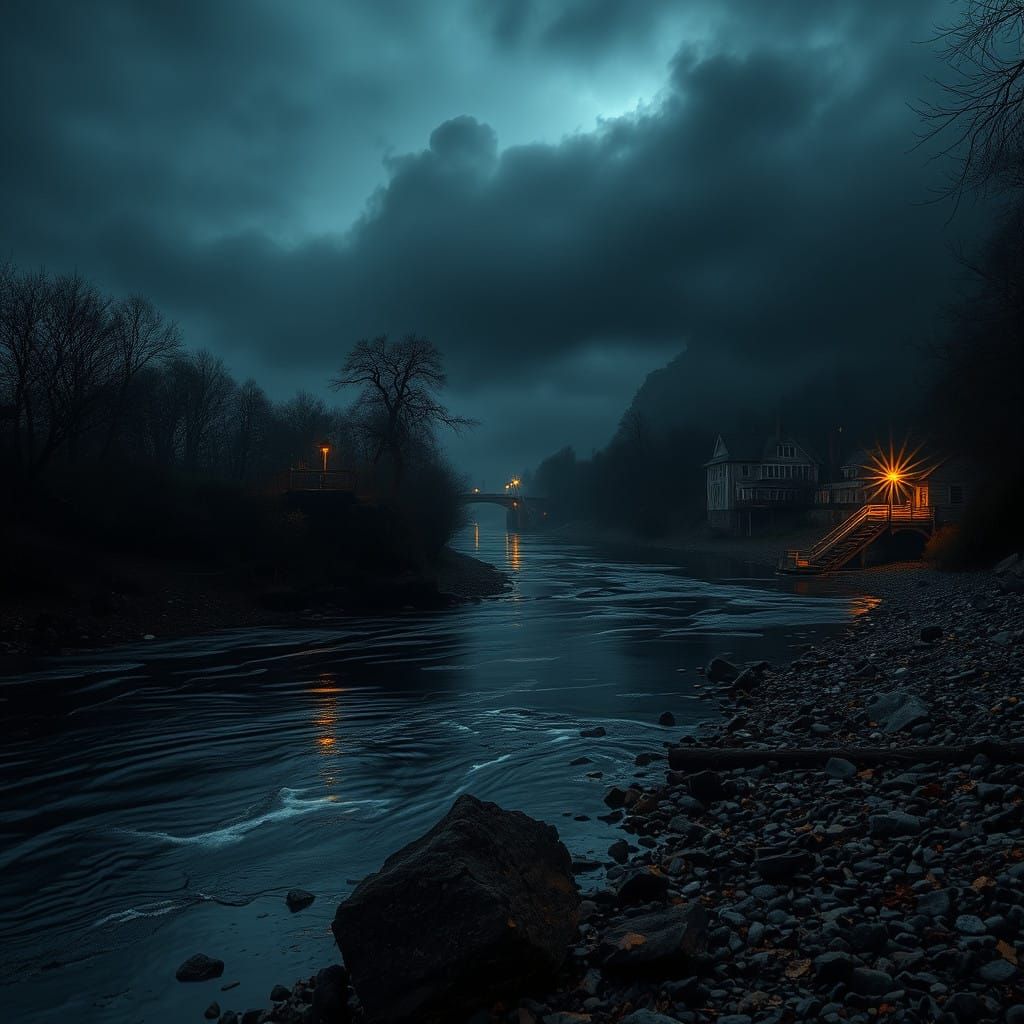 Hope Illuminates the Night's Mists in Cinematic Hyperrealism