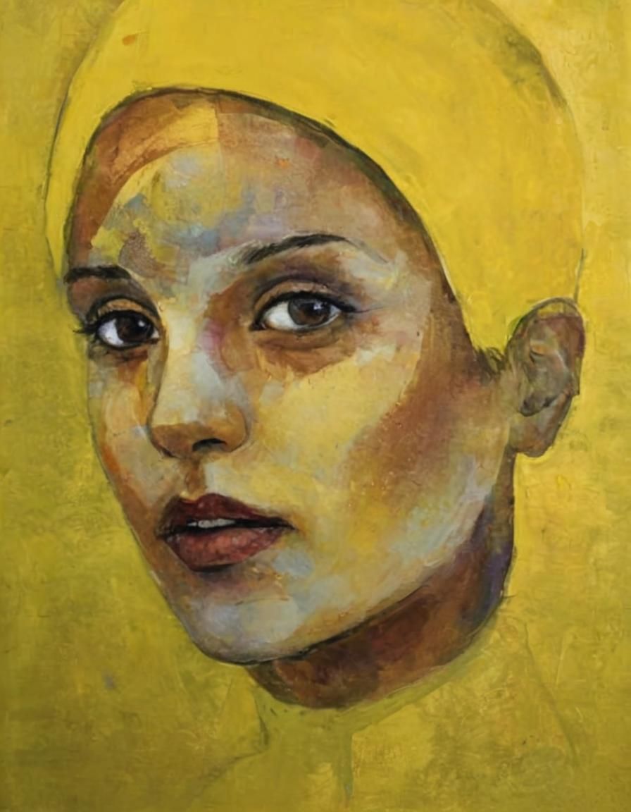 Elegant Woman in Impasto Painting with Big Brush Strokes