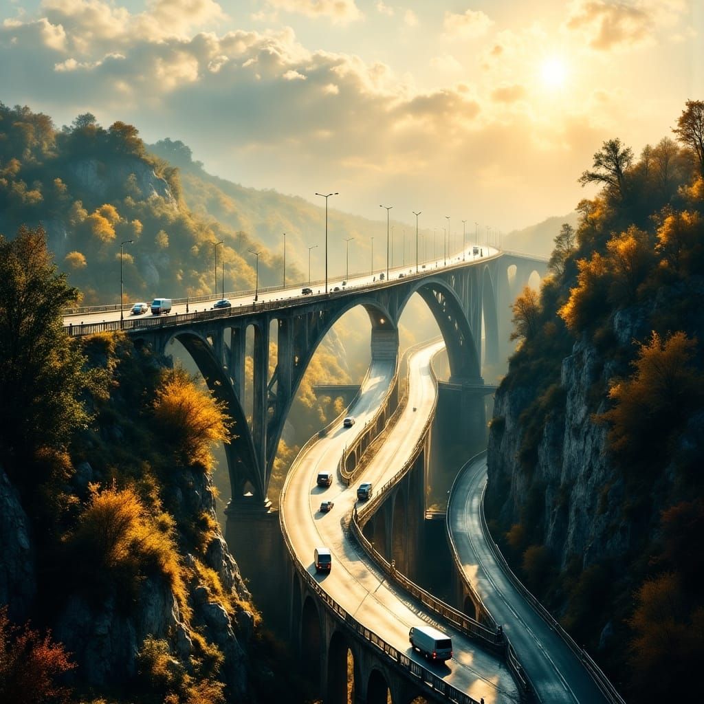 Grand Highway System in a Serene Landscape