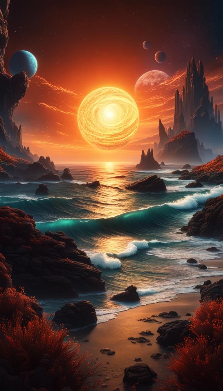 Otherworldly Sunset: Stars and Planets in Fantasy Art