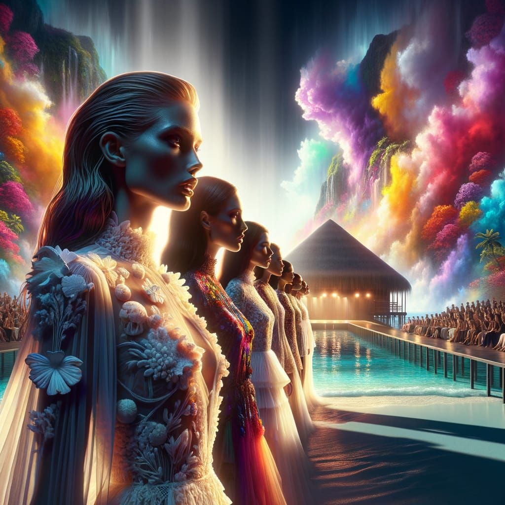 Maldives Fashion Show in Hyperrealistic Concept Art