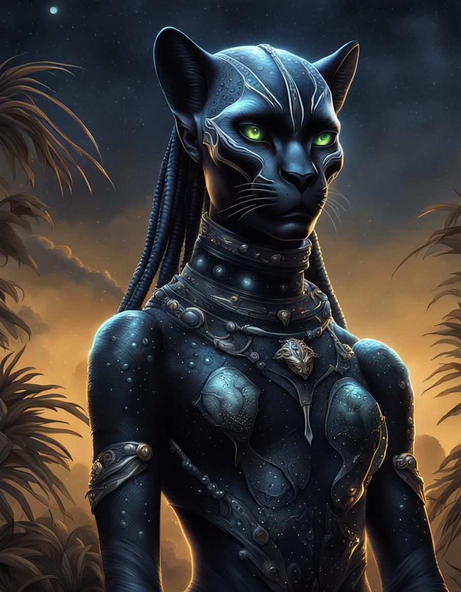 Fantasy Alien Girl Portrait in Black Tones