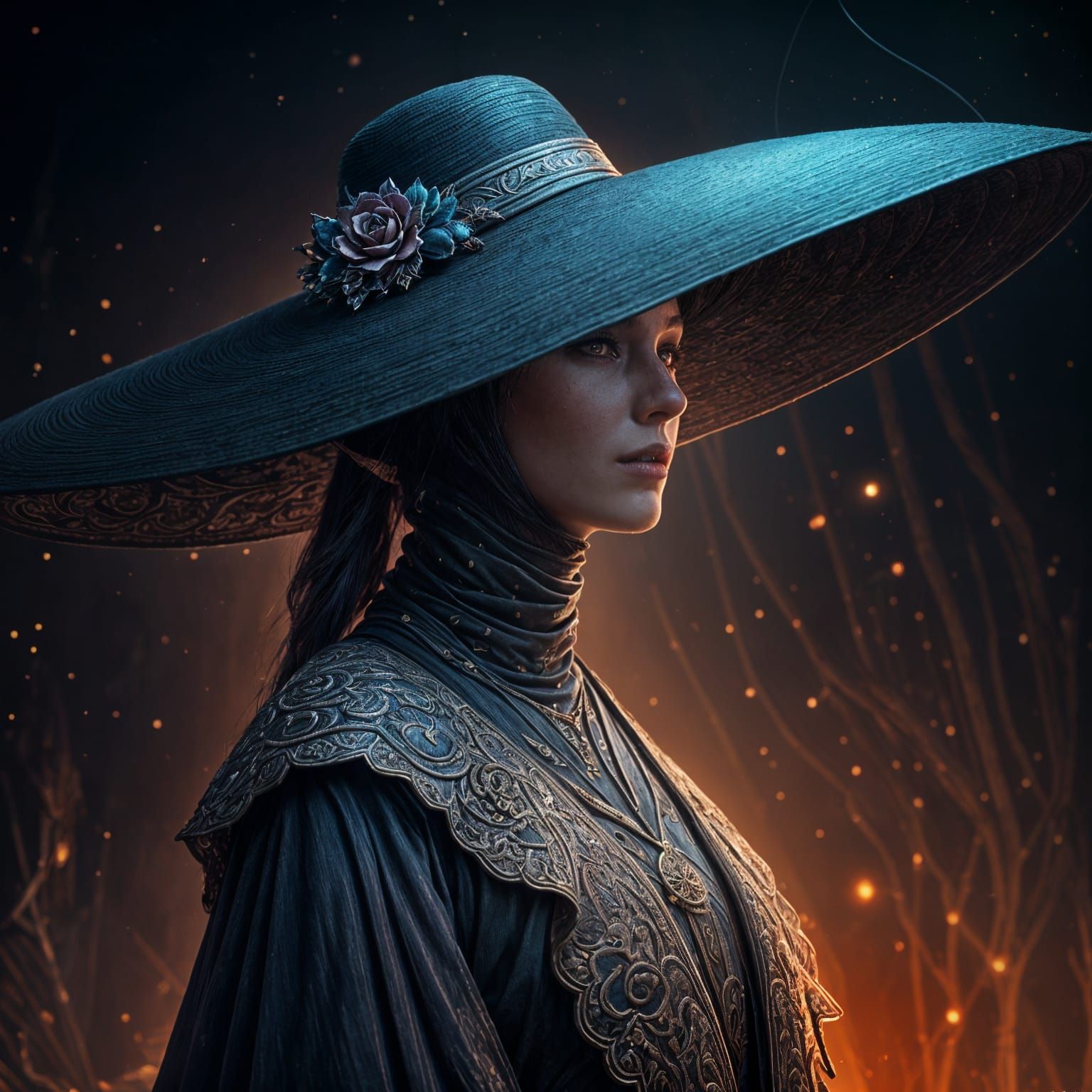 Dramatic Oversized Hat in Detailed Matte Painting