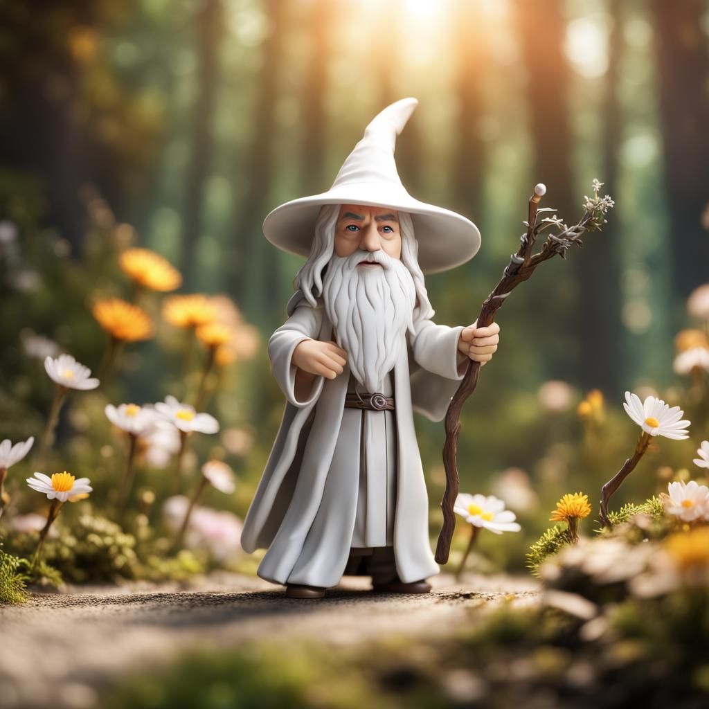 Gandalf Nendoroid with Hobbits in Sunlight, 3D Art