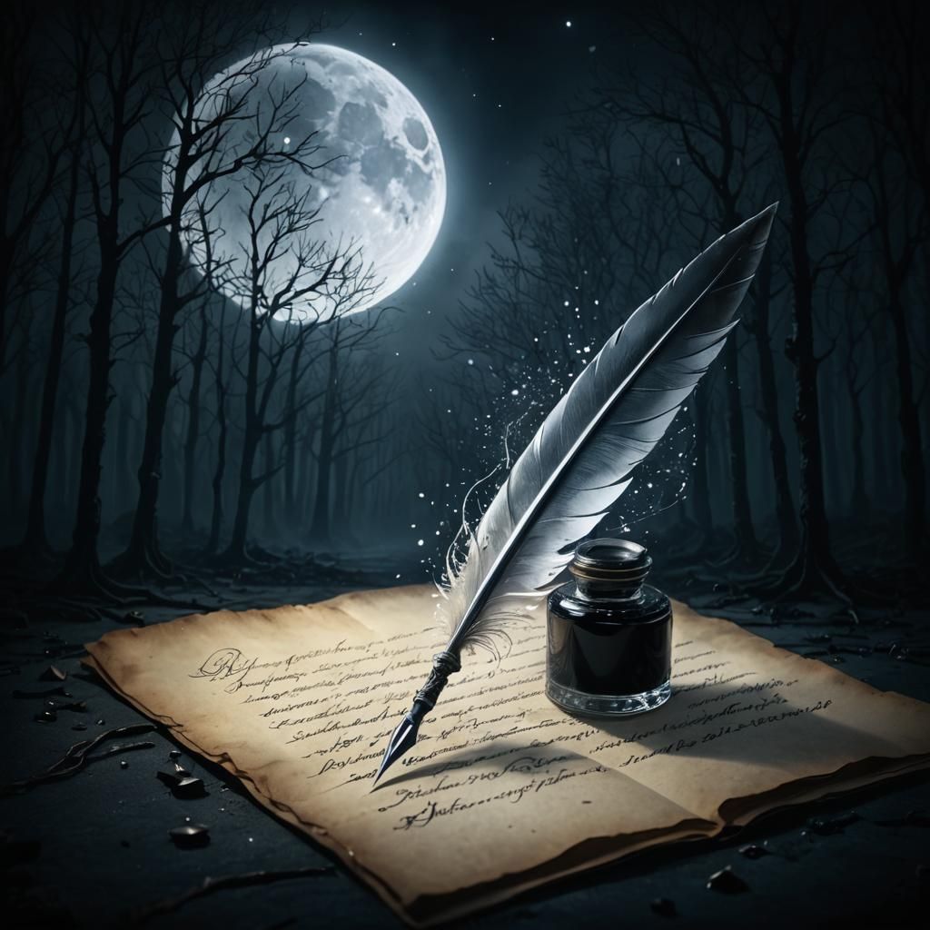 Gothic Fantasy Quill with Elven Script