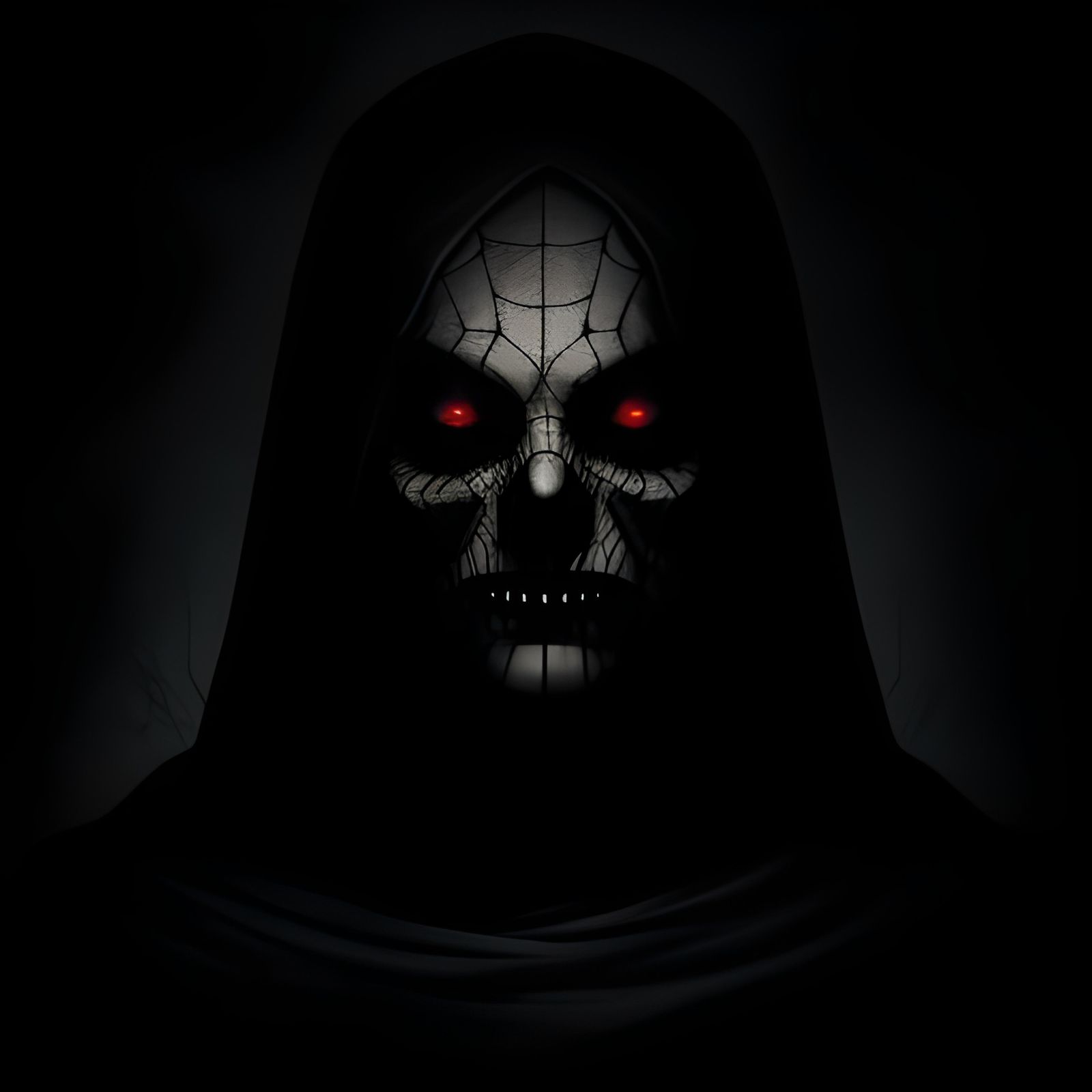 Eye and Smile in Spiderweb Darkness