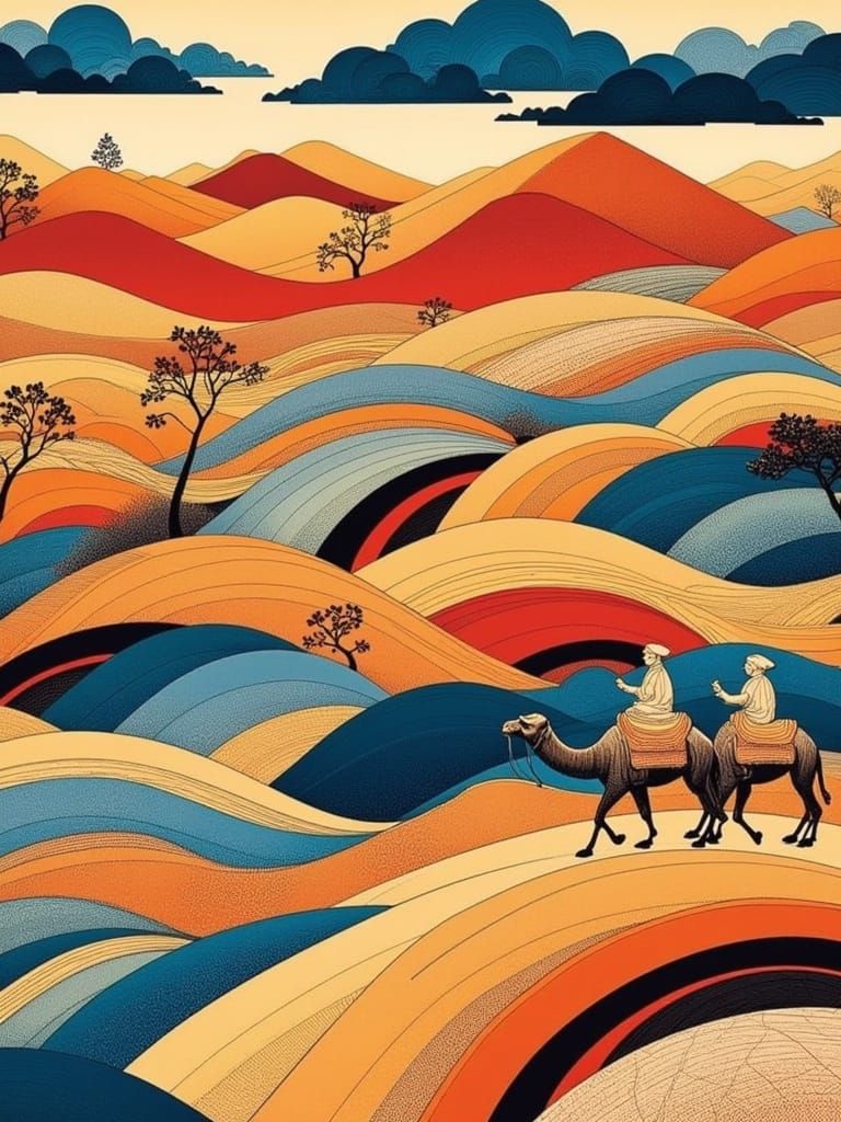 Serenity in Japanese Zen Landscape with Golden Hues and Intr...