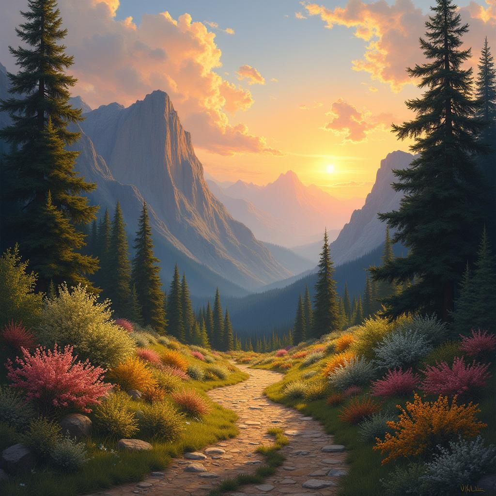 Golden Path to Success: An Idyllic Landscape