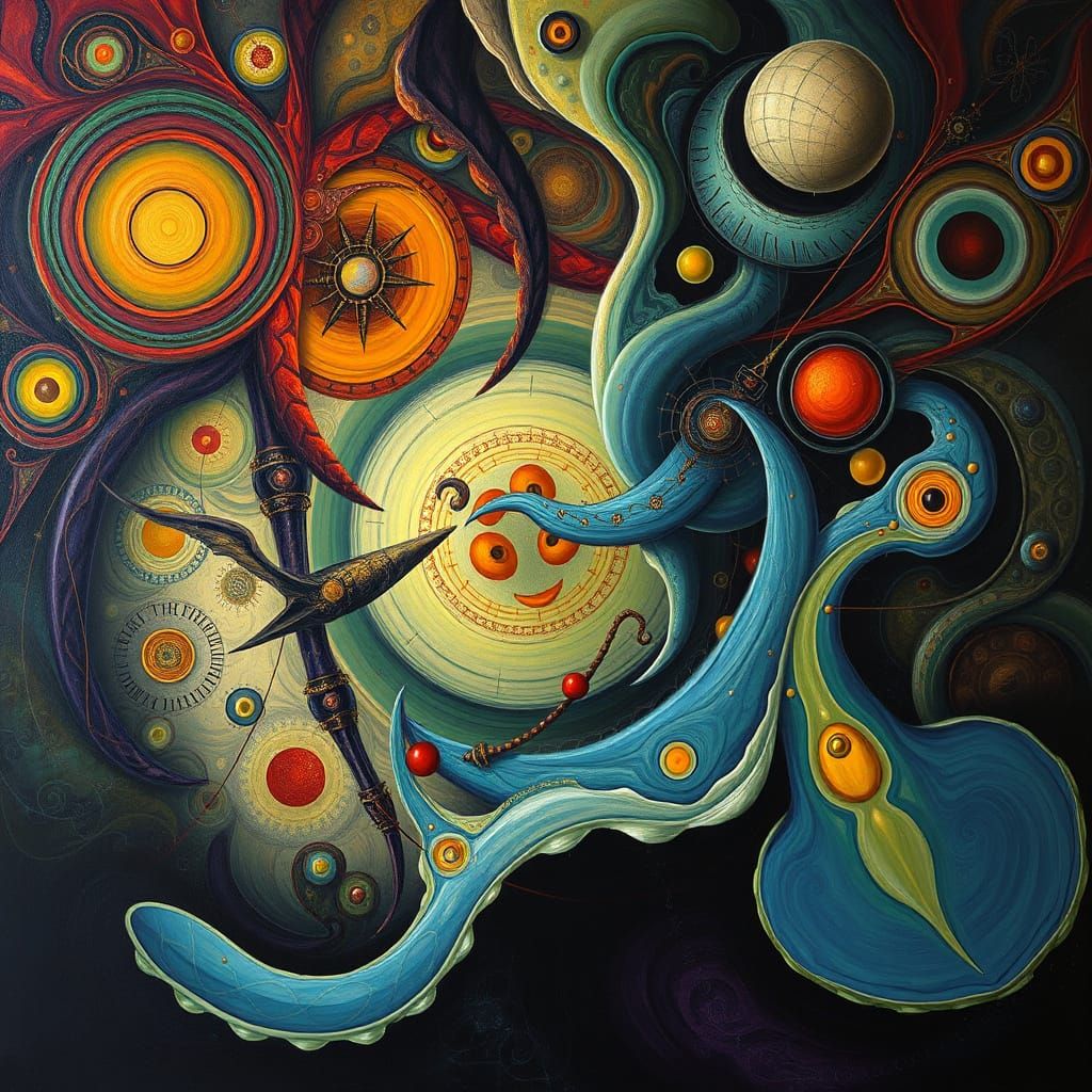 Surrealist Oil Painting of Abstract Patterns