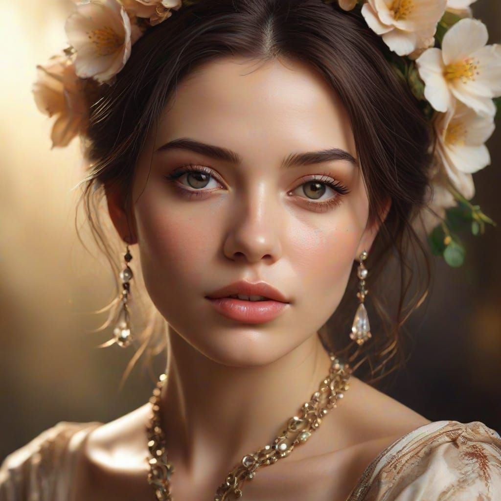 Expressive Portrait of a Mysterious Woman in Splash Art