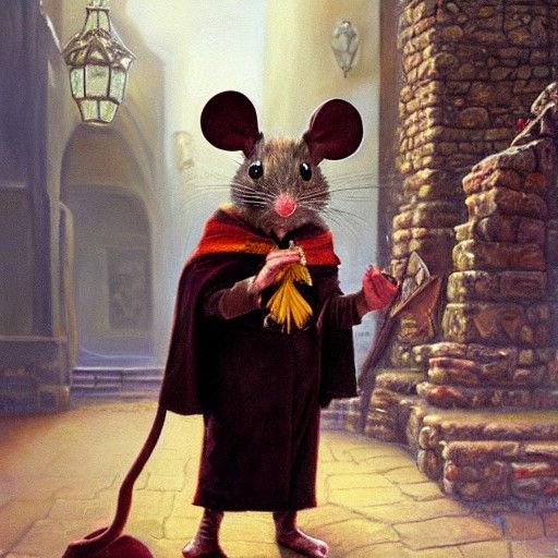 Mouse Wizard in Oil Painting Style