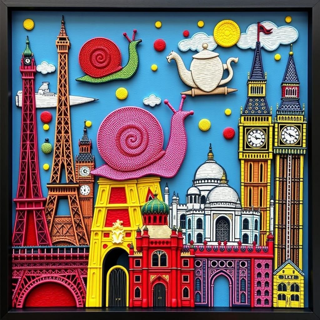 Humorous Pop Art Collage of World Landmarks