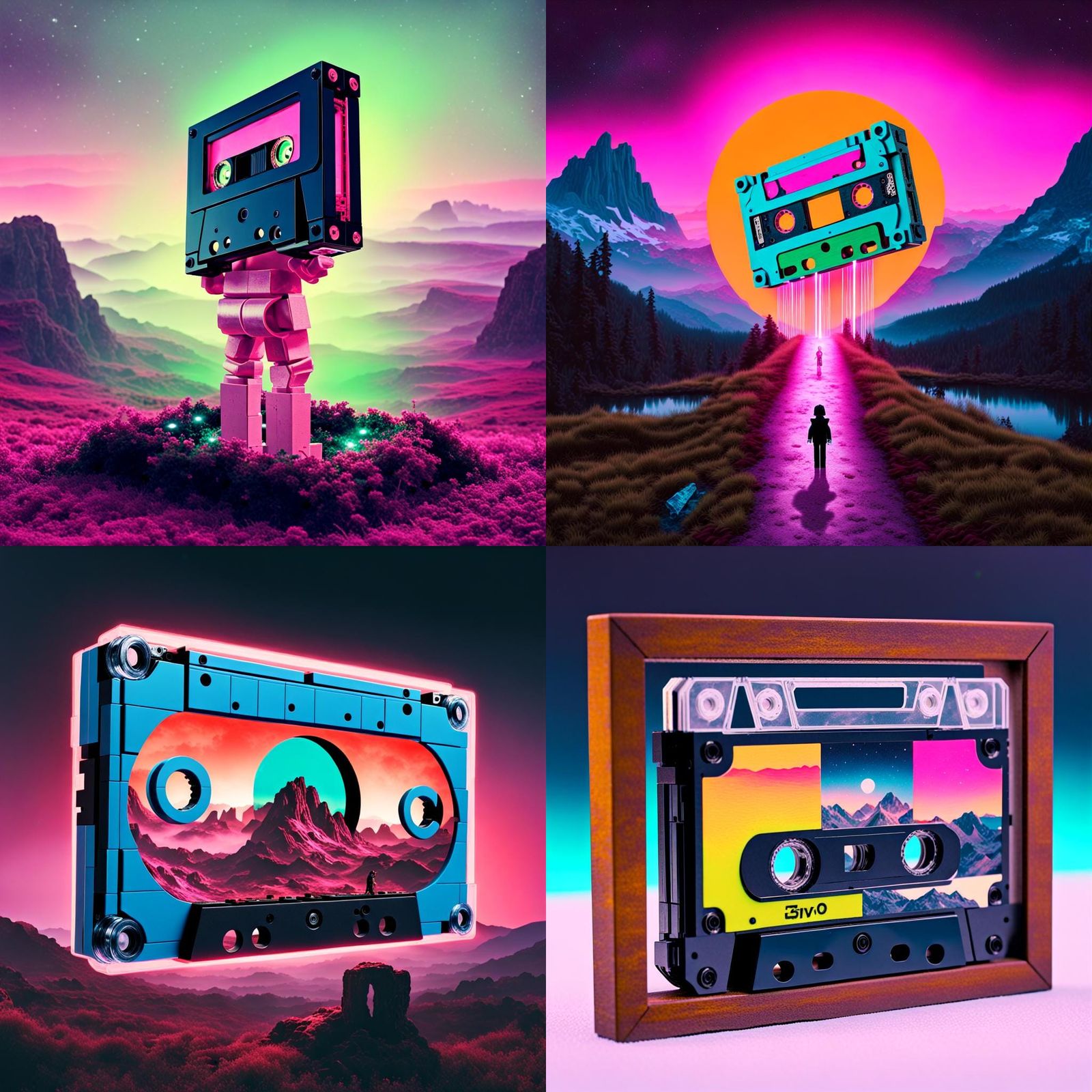 Cassette Futurism Collage in Biopunk Dystopian Style