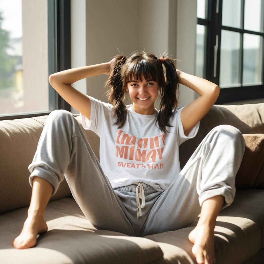 Woman Lounging in Morning Light, High Quality Photograph