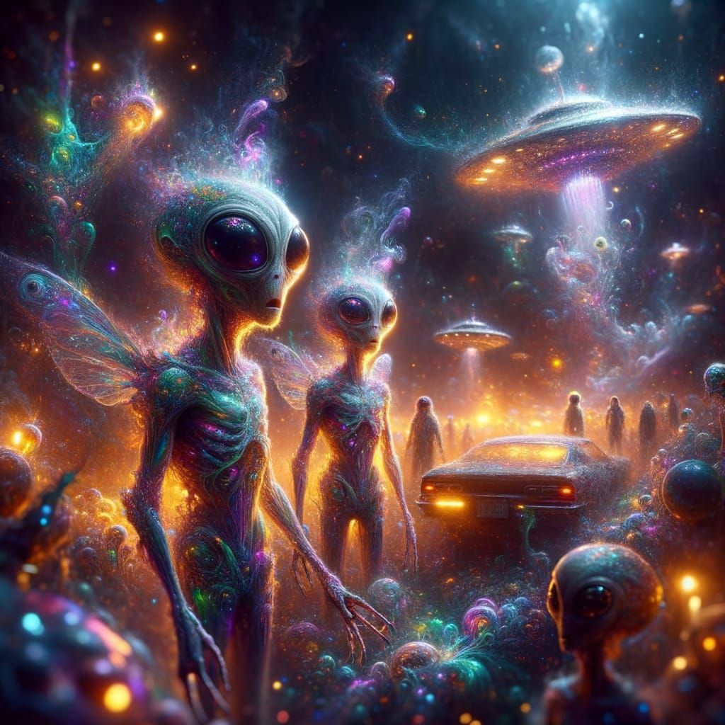 Ethereal Fantasy Crash: Cosmic Illustration of Surreal Alien...