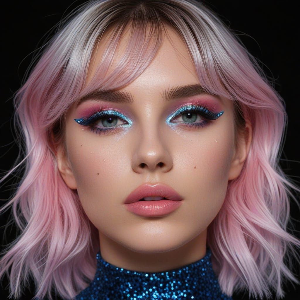 Glamorous Cyberpunk Goddess with Snake-Inspired Makeup