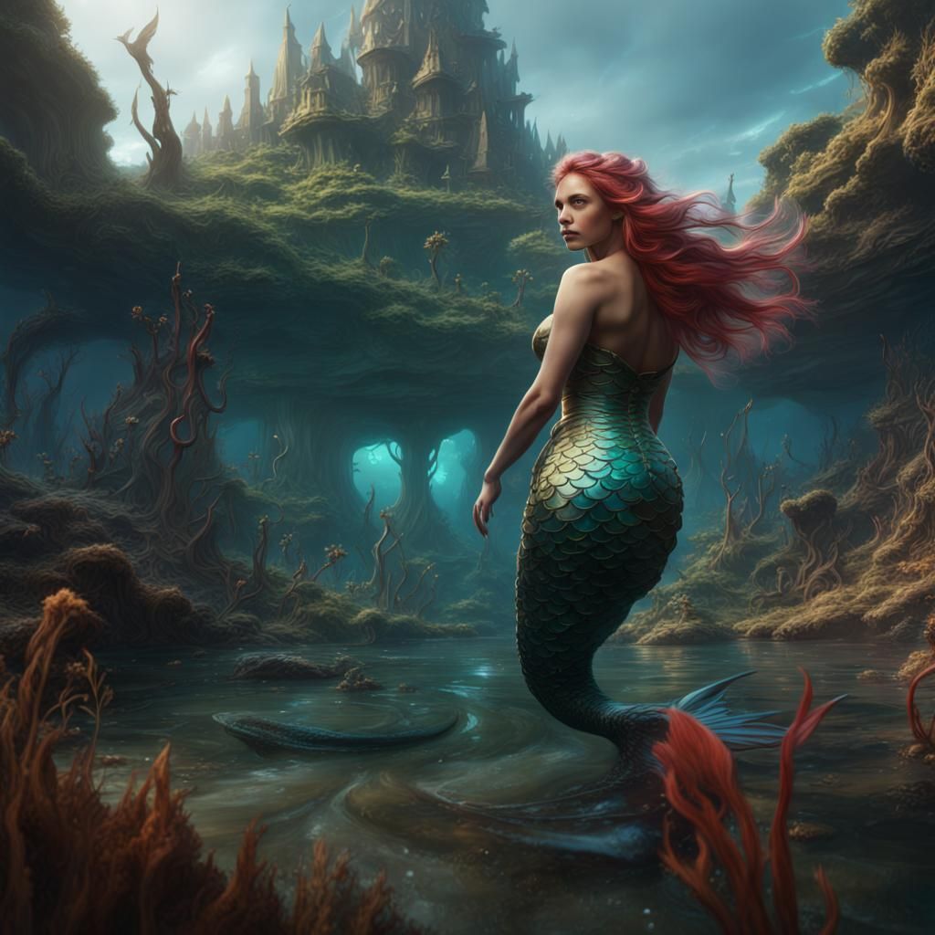 Mermaid on Land: Detailed Matte Painting