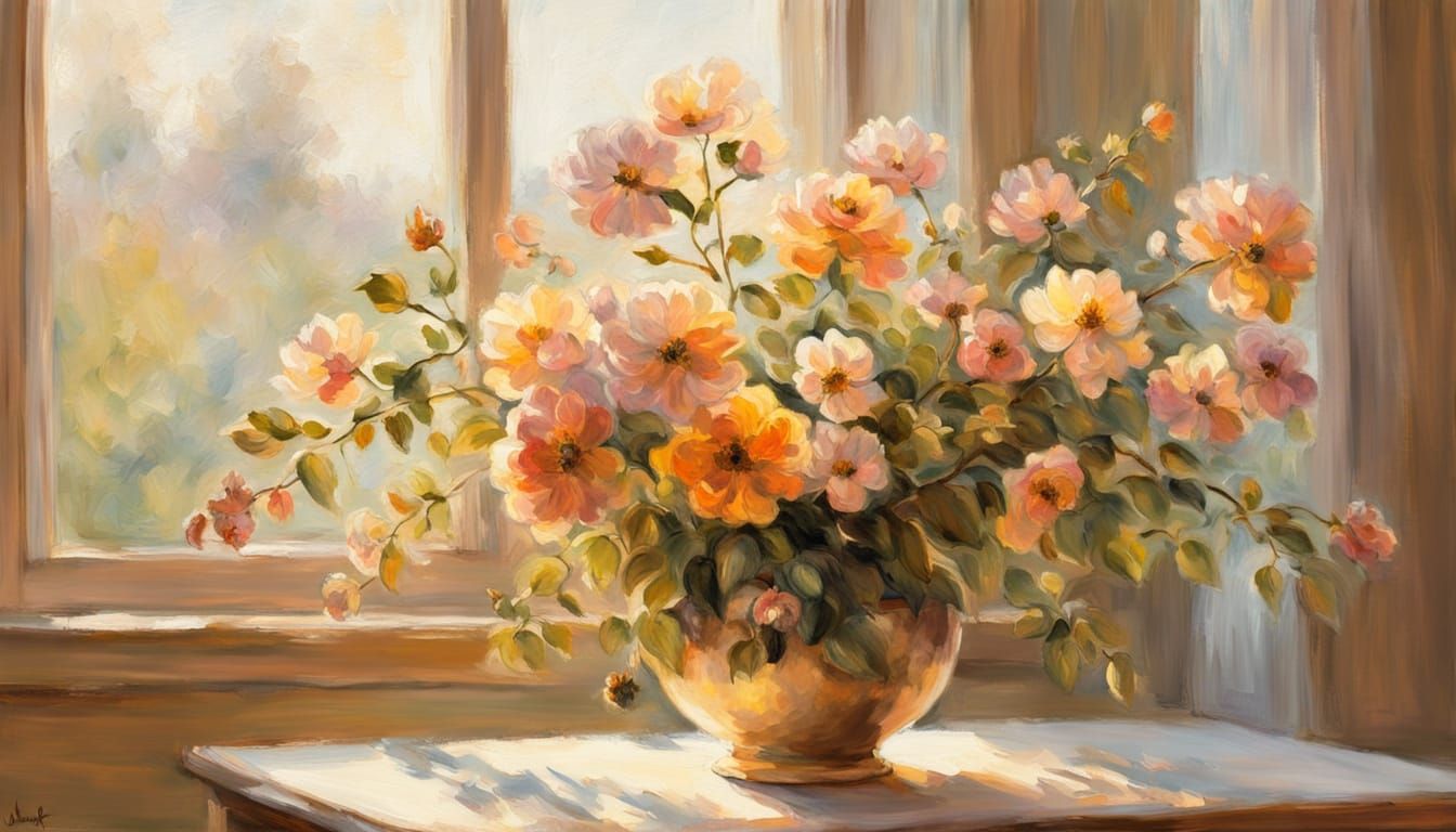 Impressionist Floral Masterpiece: Sook Ja Rho's Serene Garde...