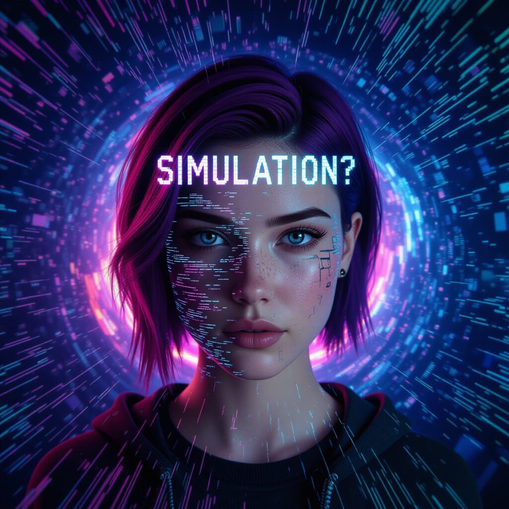 Glitching Cyberpunk Woman Reveals Simulation Reality