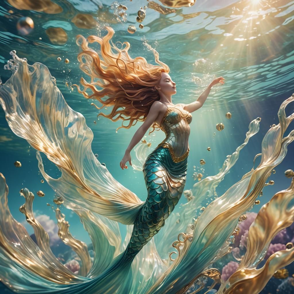 Mermaid Backflip: Surreal Underwater Dreamscape