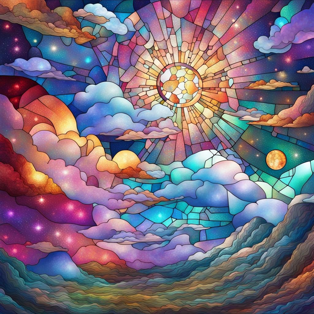Holographic Stained Glass Clouds in Cosmic Illustration