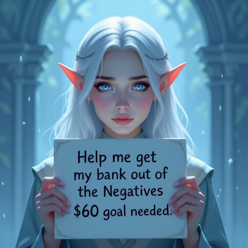 Elf Holding "Help Me" Sign in Melancholic Fantasy Art