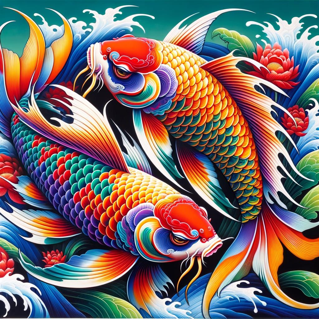 Koi Painting in Guohua Style