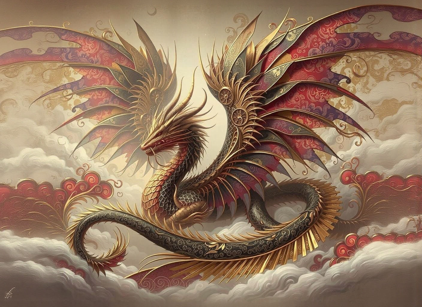 Dragon with Fan Wings in Imaginative Realism
