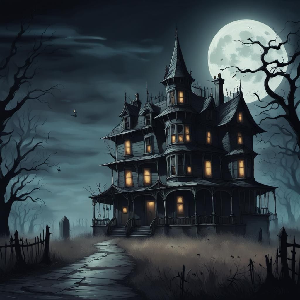 Eerie location with a whispy ghost to make it spooky. with b...