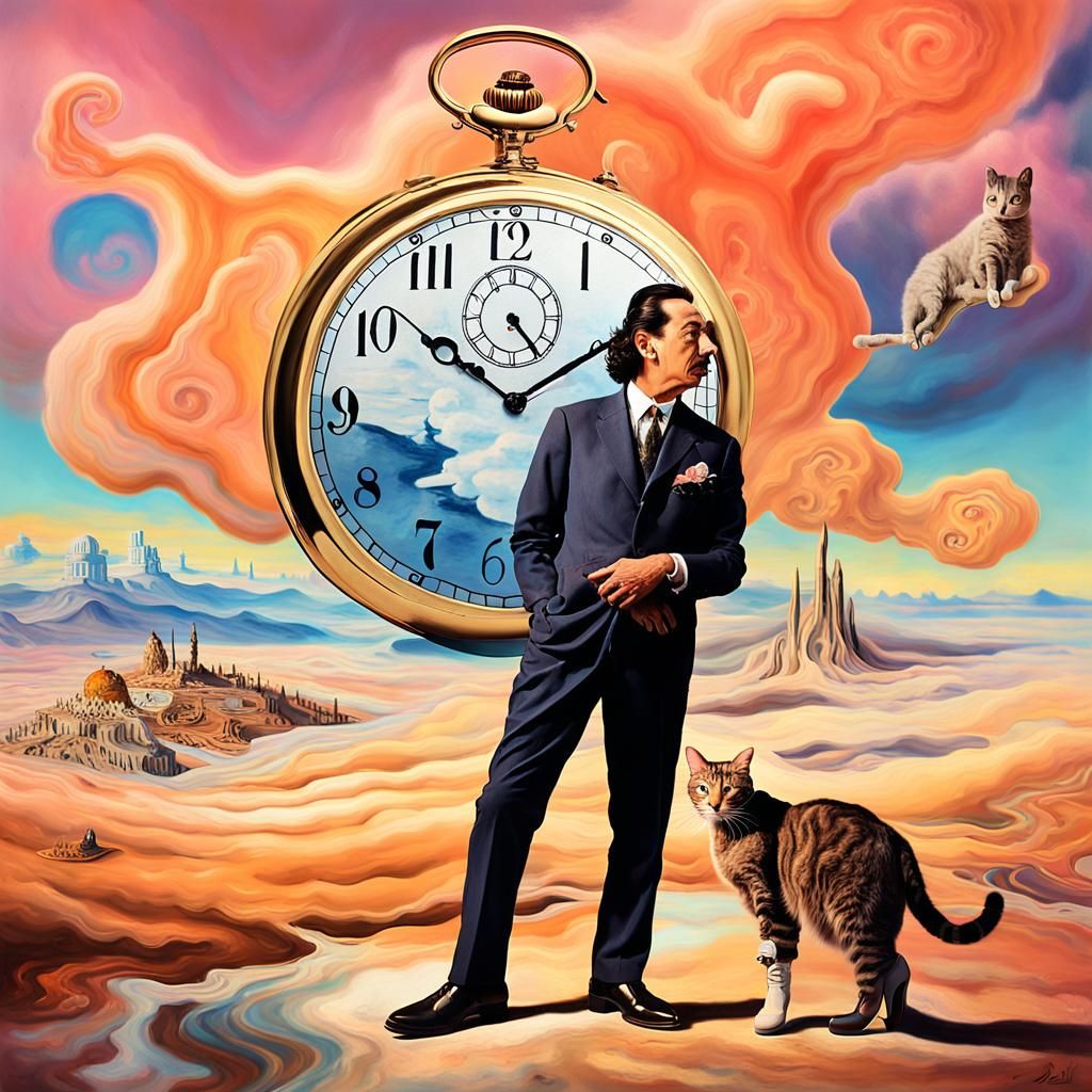 Surrealist Portrait in Dreamlike Landscape, Digital Art