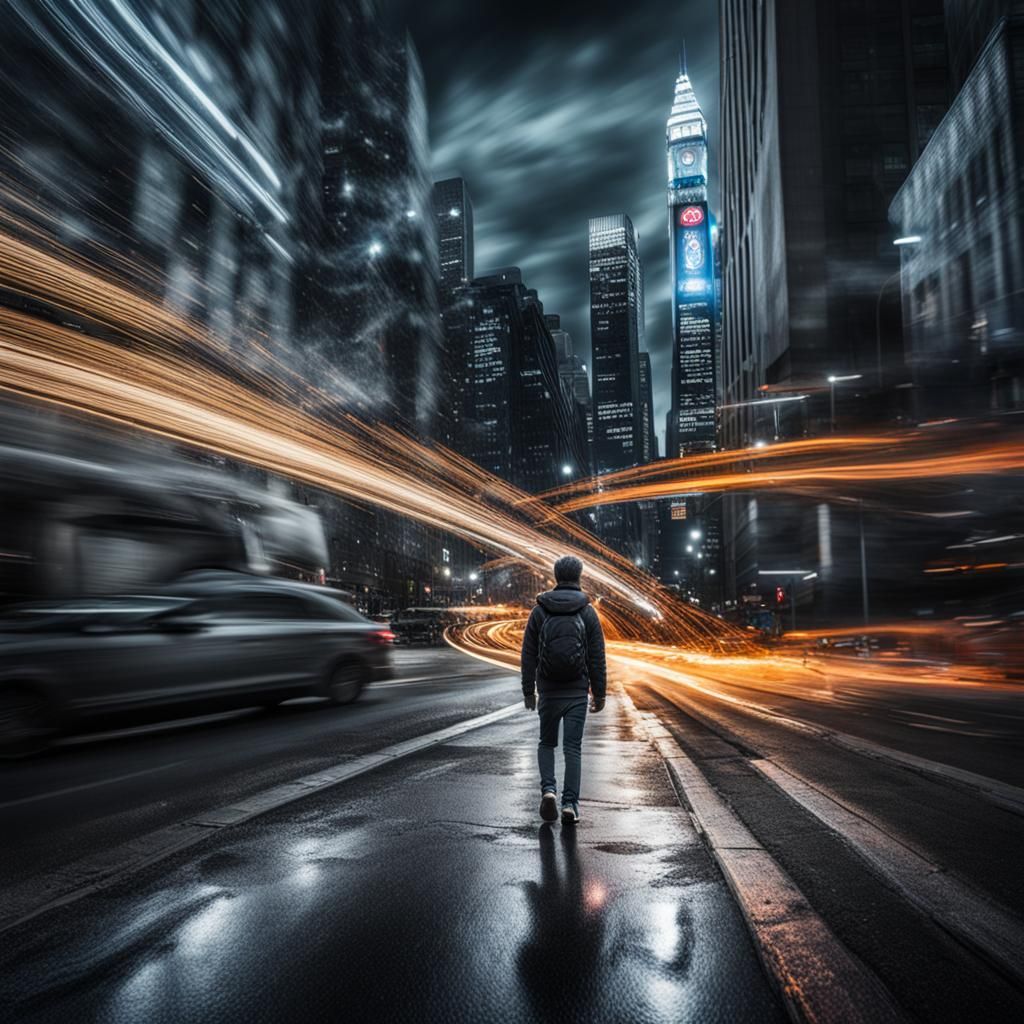 Slow Shutter Speed Photo of Stationary Person