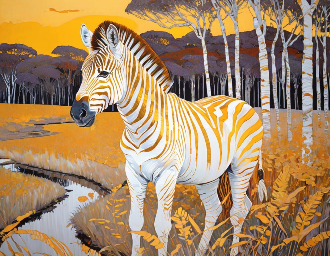 Albino Zebra in Golden Gradient Shades