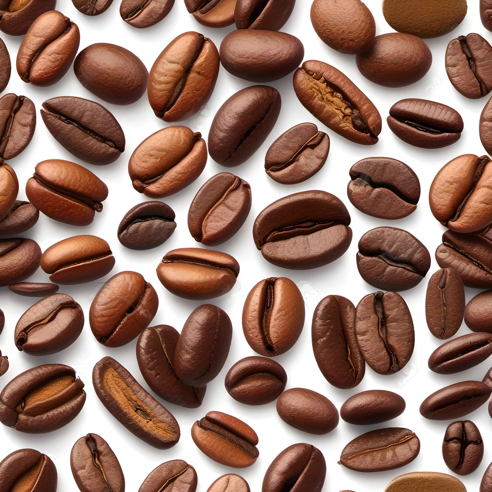 Coffee Beans Close-Up Illustration on White Background