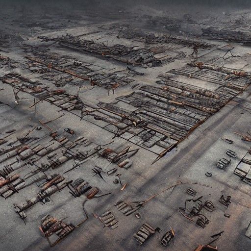 Apocalyptic Abandoned Cargo Yard: Digital Illustration