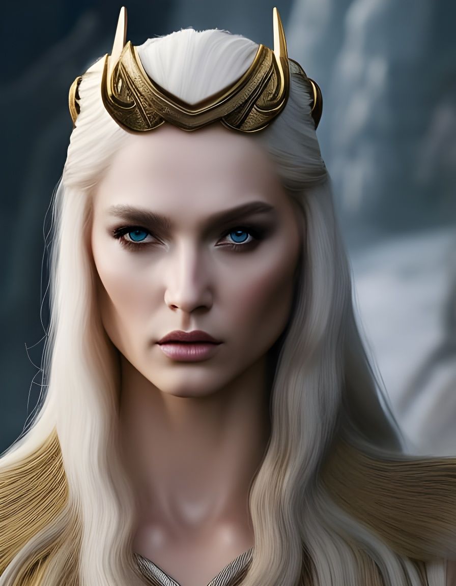 Portrait of a Norse Goddess in Watercolor Style