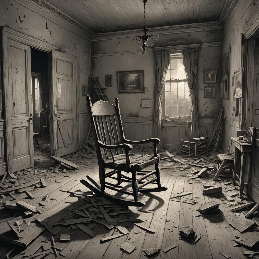 Abandoned Room with Broken Rocking Chair