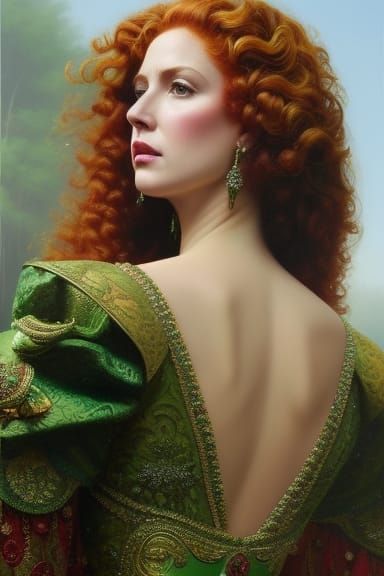 Red-Headed Goddess Portrait in Hyperrealist Style