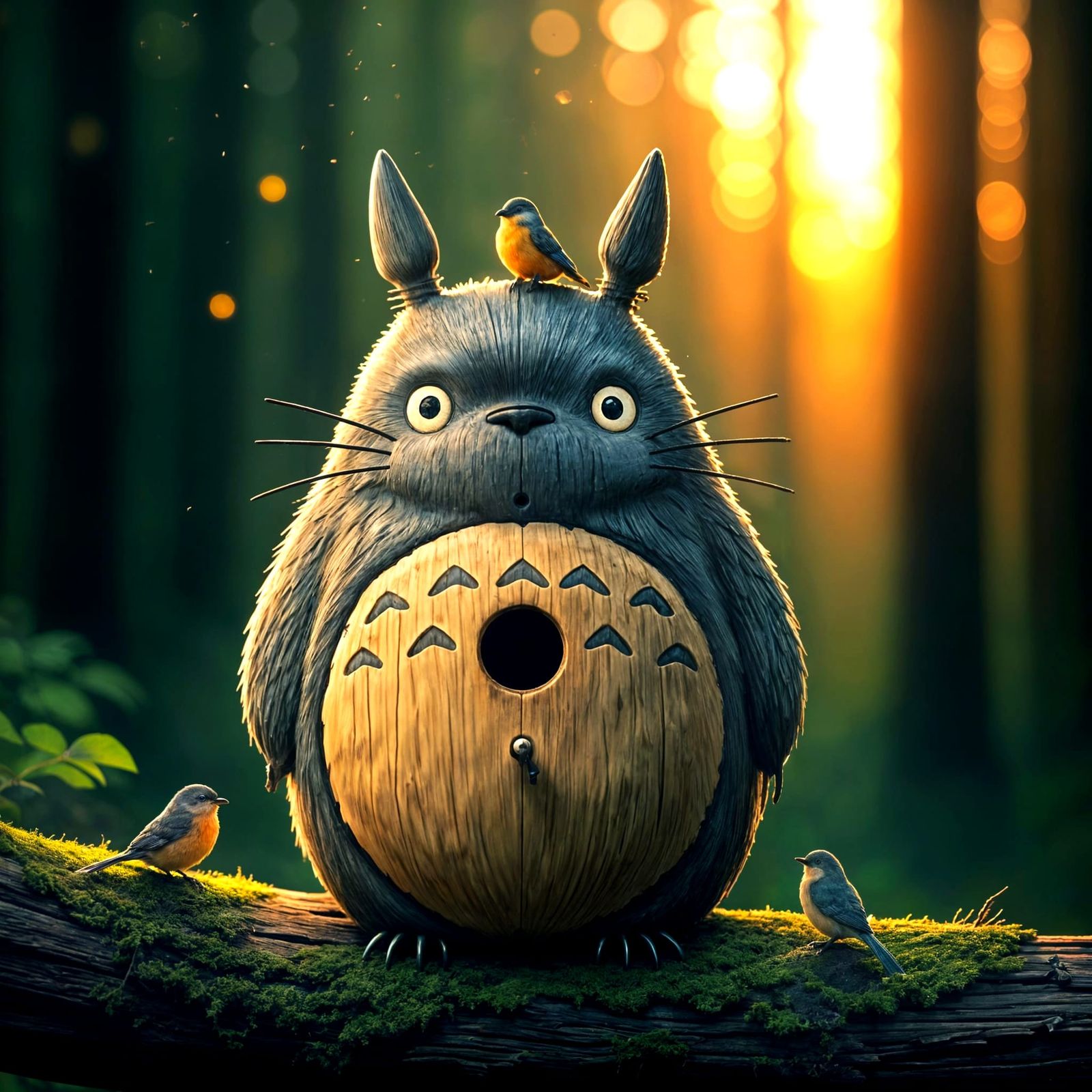 Totoro Birdhouse in Dreamy Twilight Forest