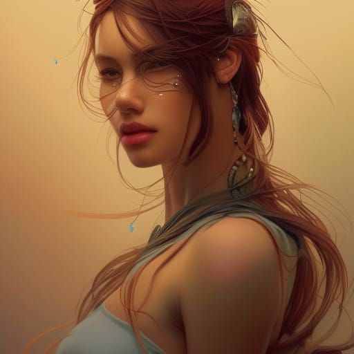 Detailed Surreal Portrait in an Art Nouveau Style