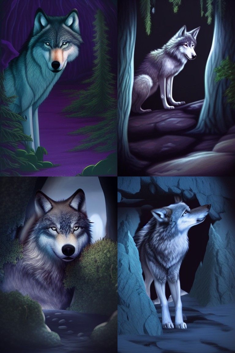 Mythical Wolf Guarding Cave Entrance