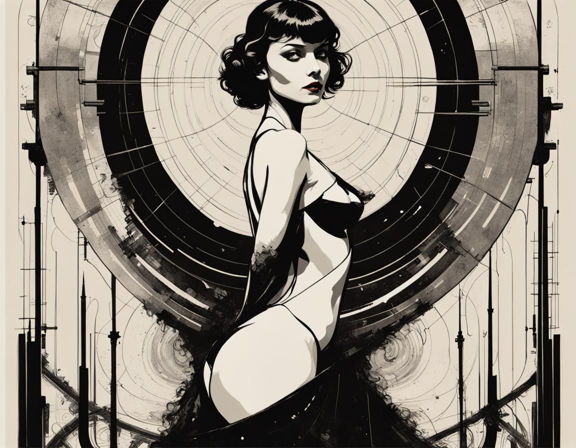 Futuristic Portrait with Cosmic Geometric Abstraction