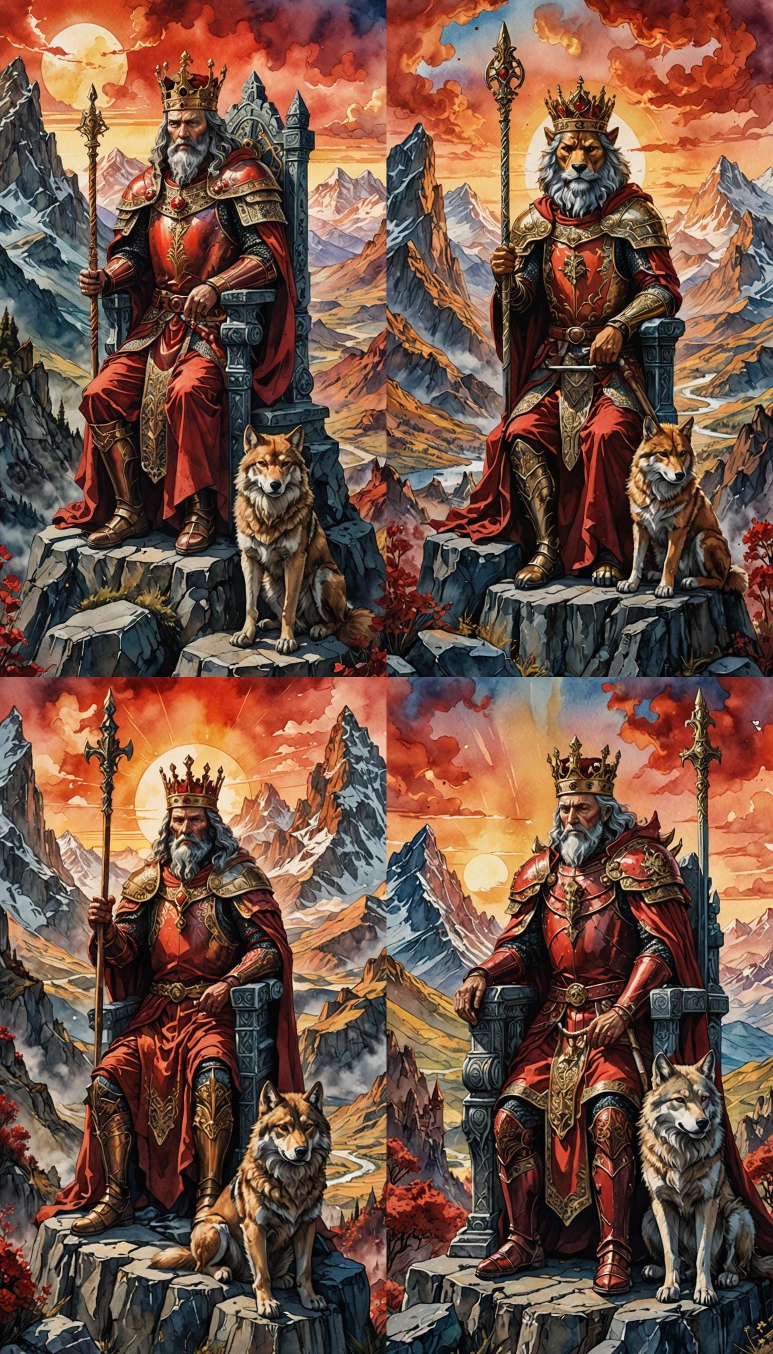 The Emperor Tarot Card as Watercolor Painting