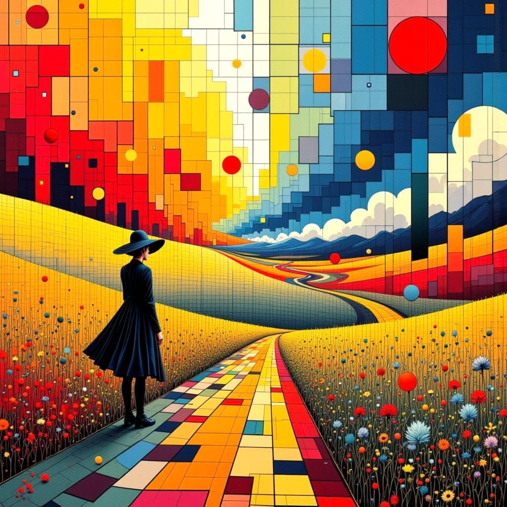 Ethereal Landscape in Vibrant Pop Art Style