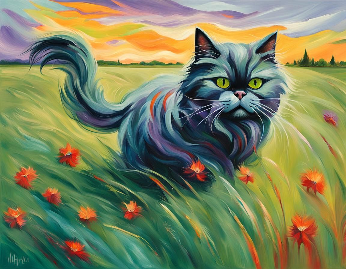 Expressionist Cat Painting in Fauvist Style