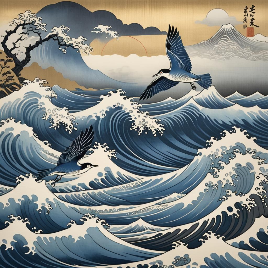 Japanese color woodblock print in the ukiyo-e style. The sto...