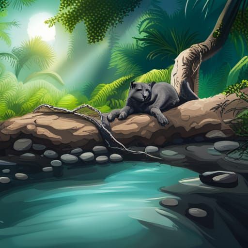 Black Panther in Jungle Habitat