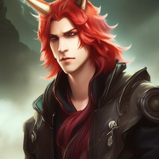 Intricate Portrait of a Teen Tiefling Rogue